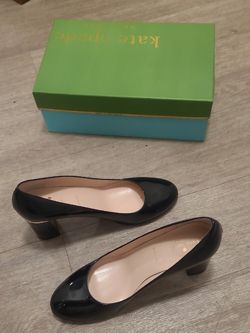 Kate Spade Black Patent Leather Round-Toe Heels